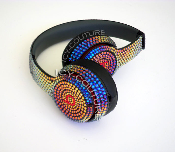 Meridian Blue Bedazzled Bling Beats Headphones custom crystallized with Swarovski Crystals | ICY Couture