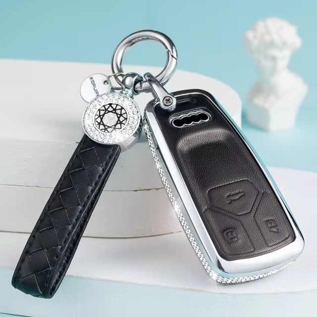 Fits Audi A4, Q7, Q5, TT, A3, A6, S Key -  Crystal Bling Key Cover: Pink, Black