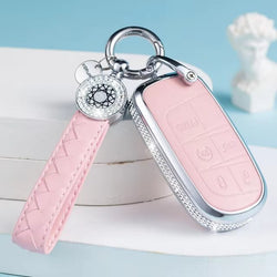 Fits JEEP Key -  Crystal Bling Key Cover: Pink, Black