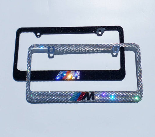 For Your BMW M Series Bling License Plate Frame: Clear or Black - ICY Couture