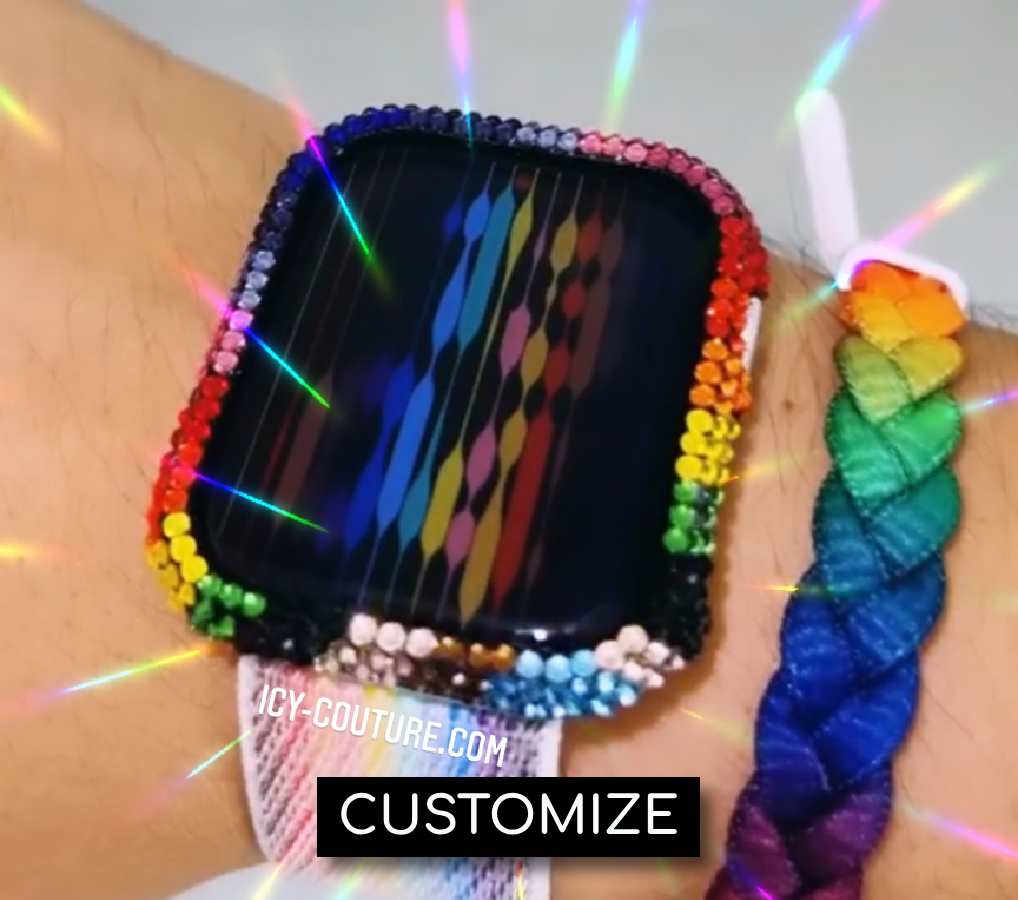 Happy Pride Custom Bedazzled Rainbow Apple iWatch Cover - ICY Couture