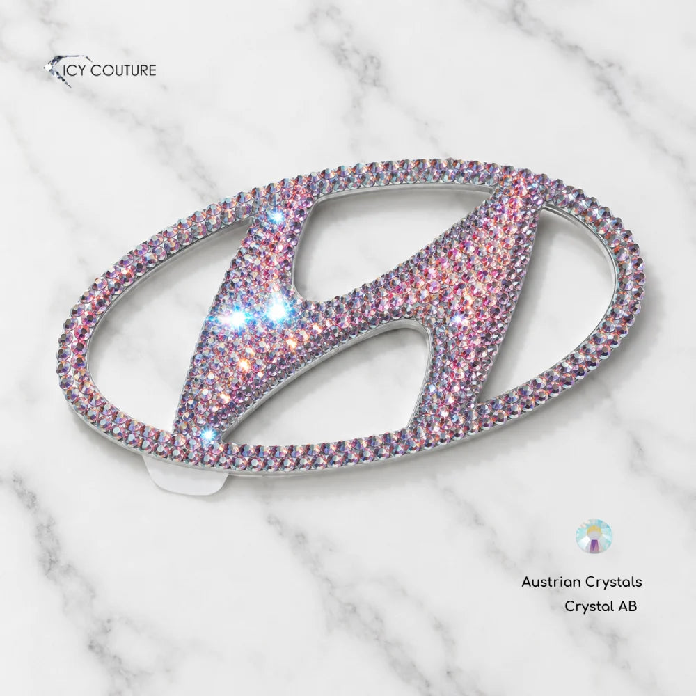 Hyundai Emblem Trunk Rear Replacement Part Crystallized with Swarovski Crystal AB  for Luxury Car Makeover New Car Owners Gifts by ICY Couture