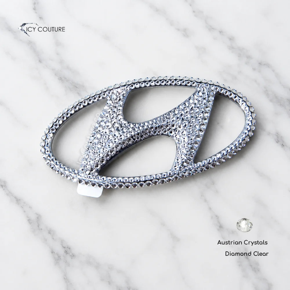 Custom Crystal Hyundai Emblem Trunk Rear Replacement Part Customized with Swarovski Diamond Clear for Luxury Car Makeover new car owners gifts by ICY Couture