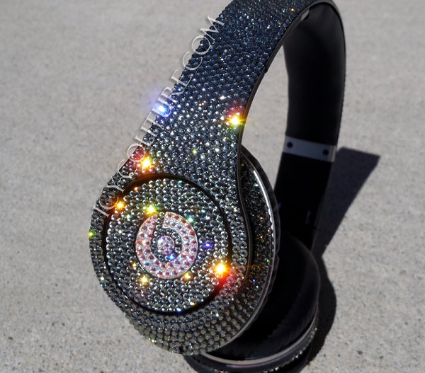 Black Diamond Bedazzled Bling Beats Headphones custom crystallized with Swarovski Crystals or Premium Glass Rhinestones | ICY Couture