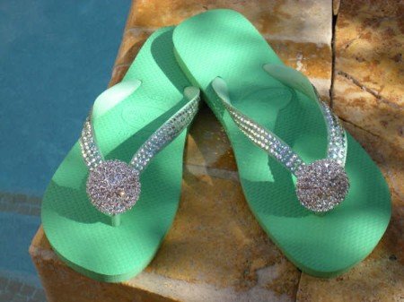 Limelight Green Crystal Pave Havaianas with Matching Bling Strap - ICY Couture