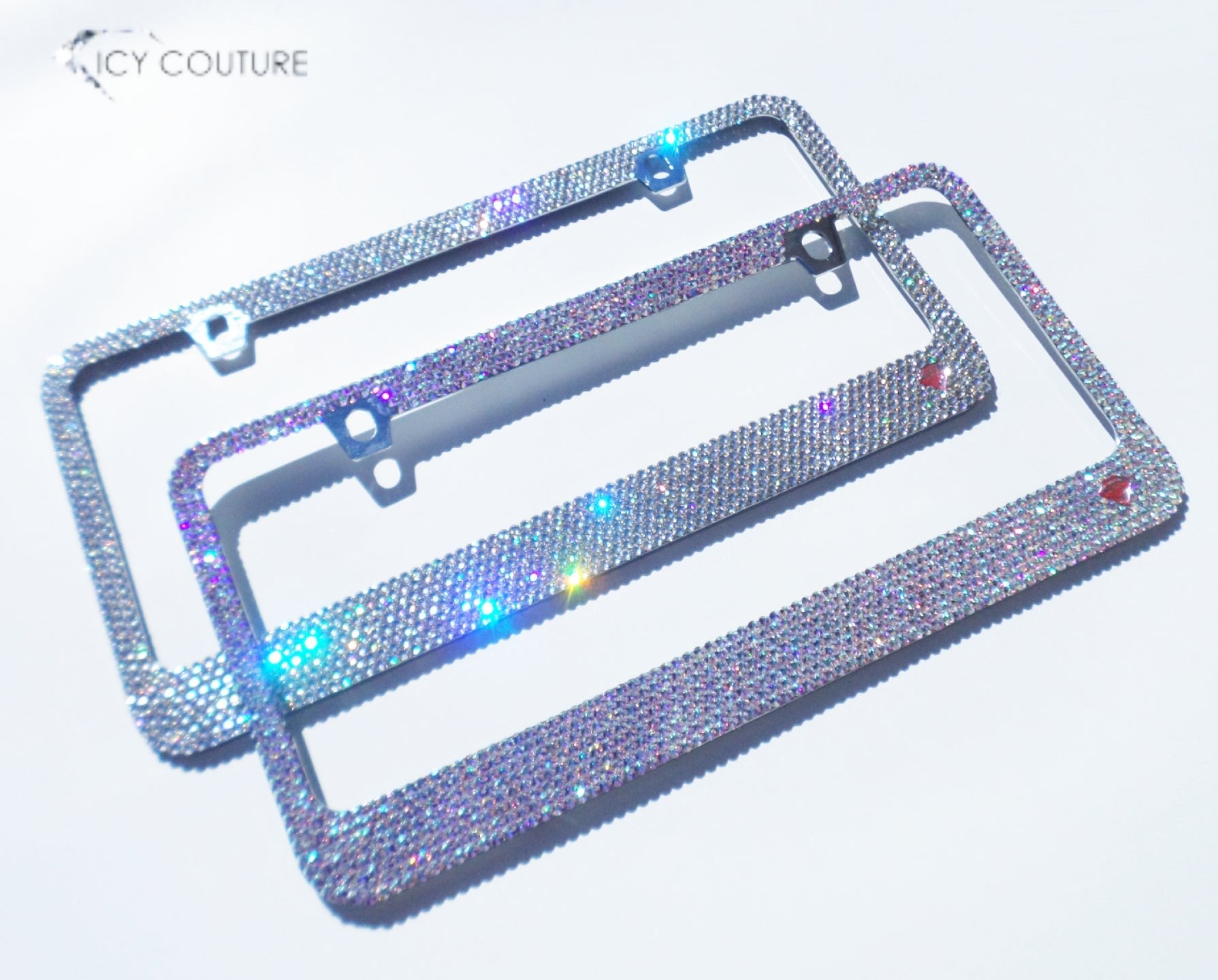 Luxury Bedazzled Bling License Plate Frame: Diamond Clear & Other Neutral Colors - ICY Couture