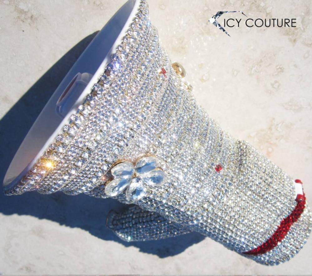 Rhinestone Megaphone -  custom crystallized merchandize for boutiques, branding, events, PR and VIP gifting - Bespoke Corporate Gifts & Installations by ICY Couture.