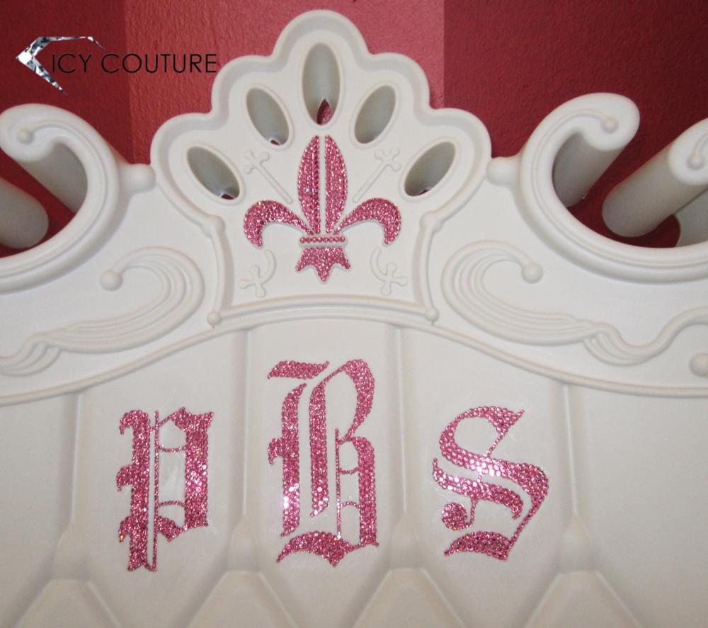 Custom initials chair -  custom crystallized merchandize for boutiques, branding, events, PR and VIP gifting - Bespoke Corporate Gifts & Installations by ICY Couture.