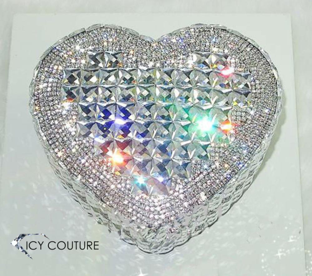 Rhinestone Heart Jewelry Box -  custom crystallized merchandize for boutiques, branding, events, PR and VIP gifting - Bespoke Corporate Gifts & Installations by ICY Couture.