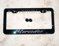 Black Bling Mercedes License Plate Frame bedazzled with Swarovski Crystals