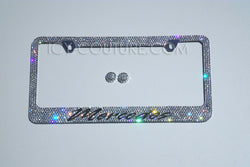 Mercedes Bling License Plate Frame Bedazzled with Diamond Clear Swarovski Crystals