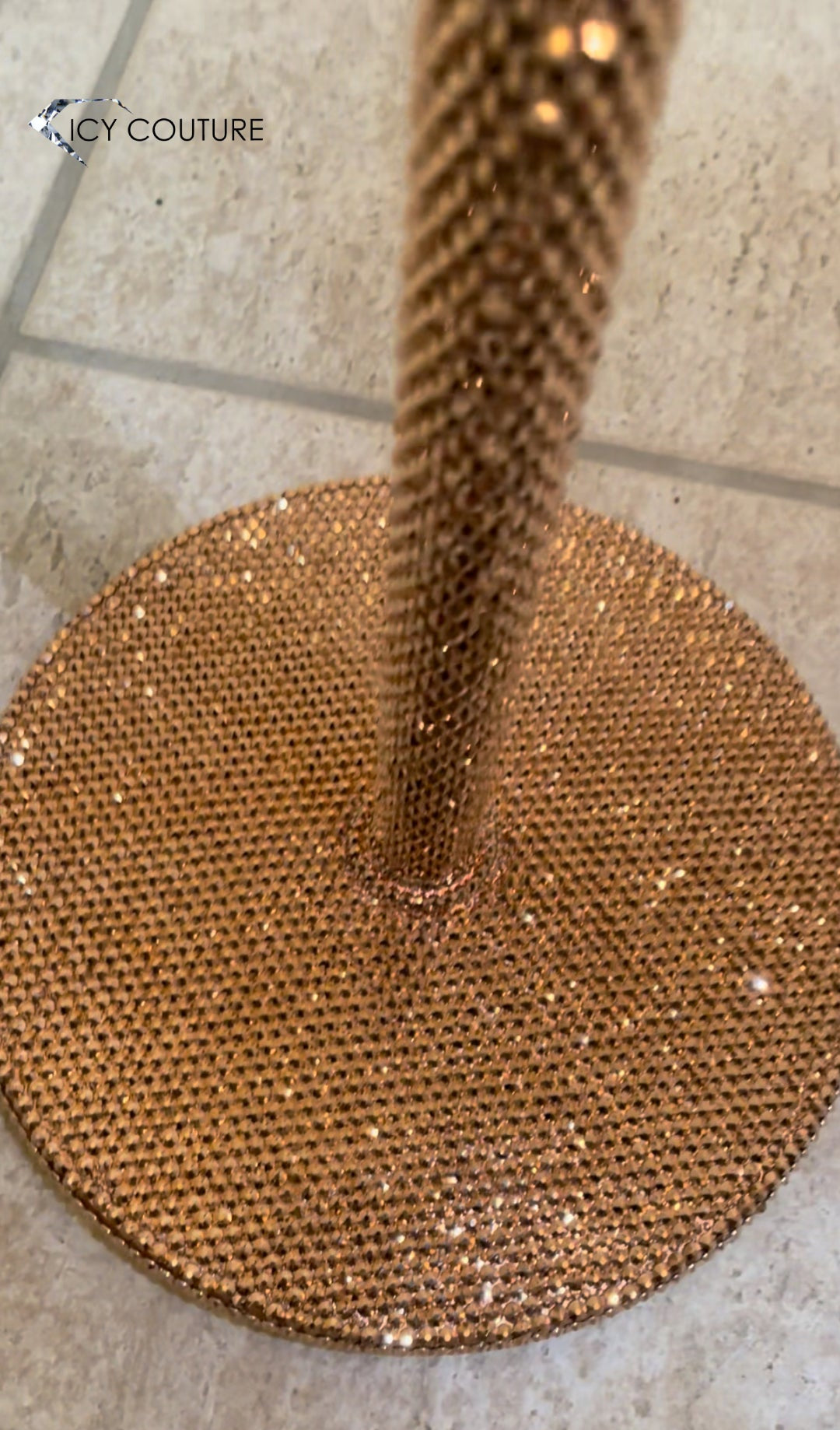 Crystal Microphone Stand Crystallized with Rose Gold Swarovski Crystals By ICY Couture.