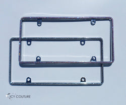 Minimalistic SLIM RIM Bedazzled Bling License Plate Frame | Clear, Light Rose AB, Chrome - ICY Couture