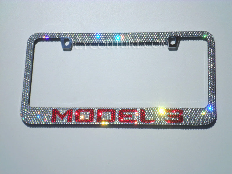 Tesla Model 3 license plate frame custom crystallized with Swarovski Bling