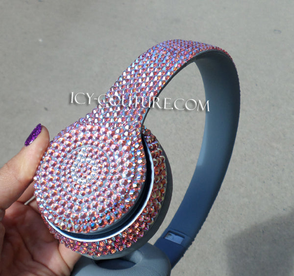 Light Rose AB Bedazzled Bling Beats Headphones custom crystallized with Swarovski Crystals or Premium Glass Rhinestones | ICY Couture