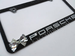 Black Porsche Bling License Plate Frame Crystallized by ICY Couture with Swarovski Crystals