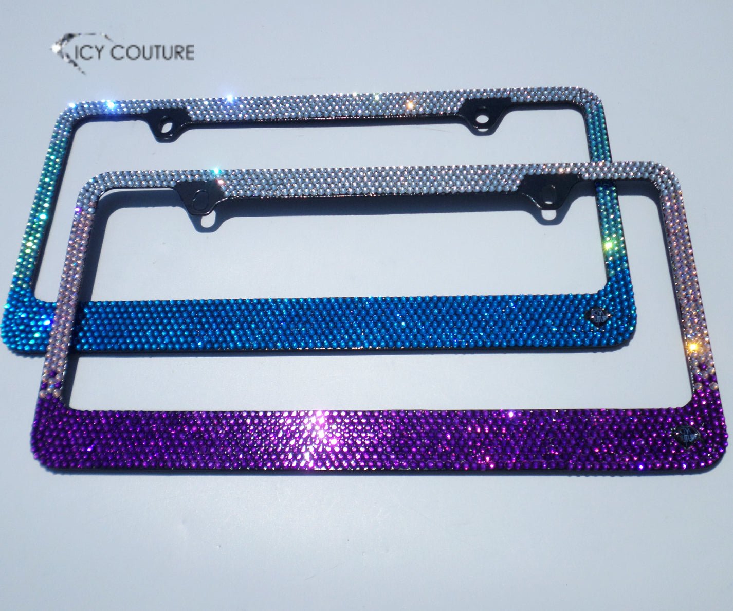 Premade Bedazzled Bling License Plate Frame | Blue Ombre, Purple Ombre - ICY Couture