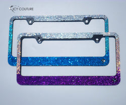 Premade Bedazzled Bling License Plate Frame | Blue Ombre, Purple Ombre - ICY Couture