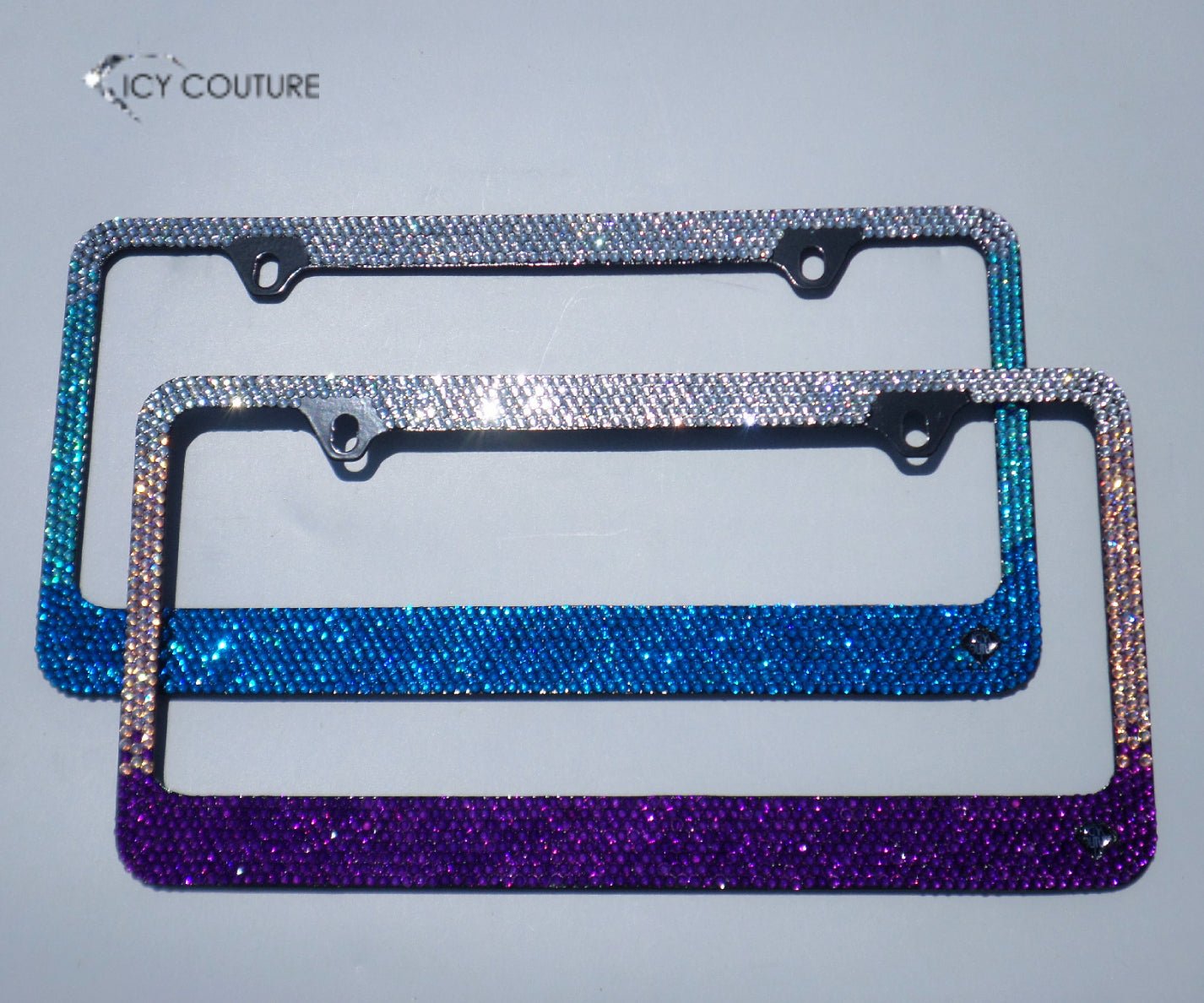 Premade Bedazzled Bling License Plate Frame | Blue Ombre, Purple Ombre - ICY Couture