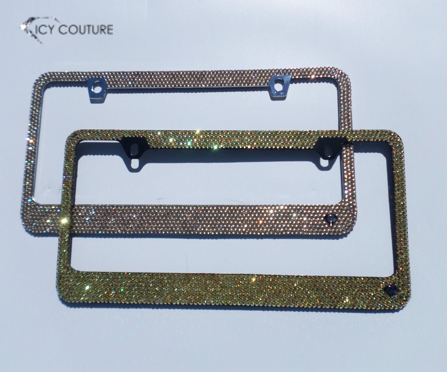 Premade Bedazzled Bling License Plate Frame | Golden Shadow, Metallic Sunshine - ICY Couture