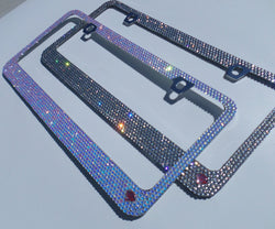 Premade Bedazzled Bling License Plate Frame | Luminous White, Moonlight - ICY Couture