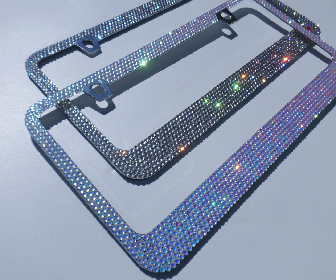 Premade Bedazzled Bling License Plate Frame | Luminous White, Moonlight - ICY Couture