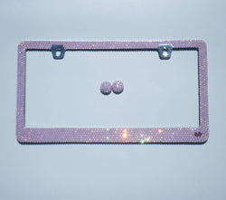 Premade Bedazzled Bling License Plate Frame | Pink Opal, Light Rose - ICY Couture