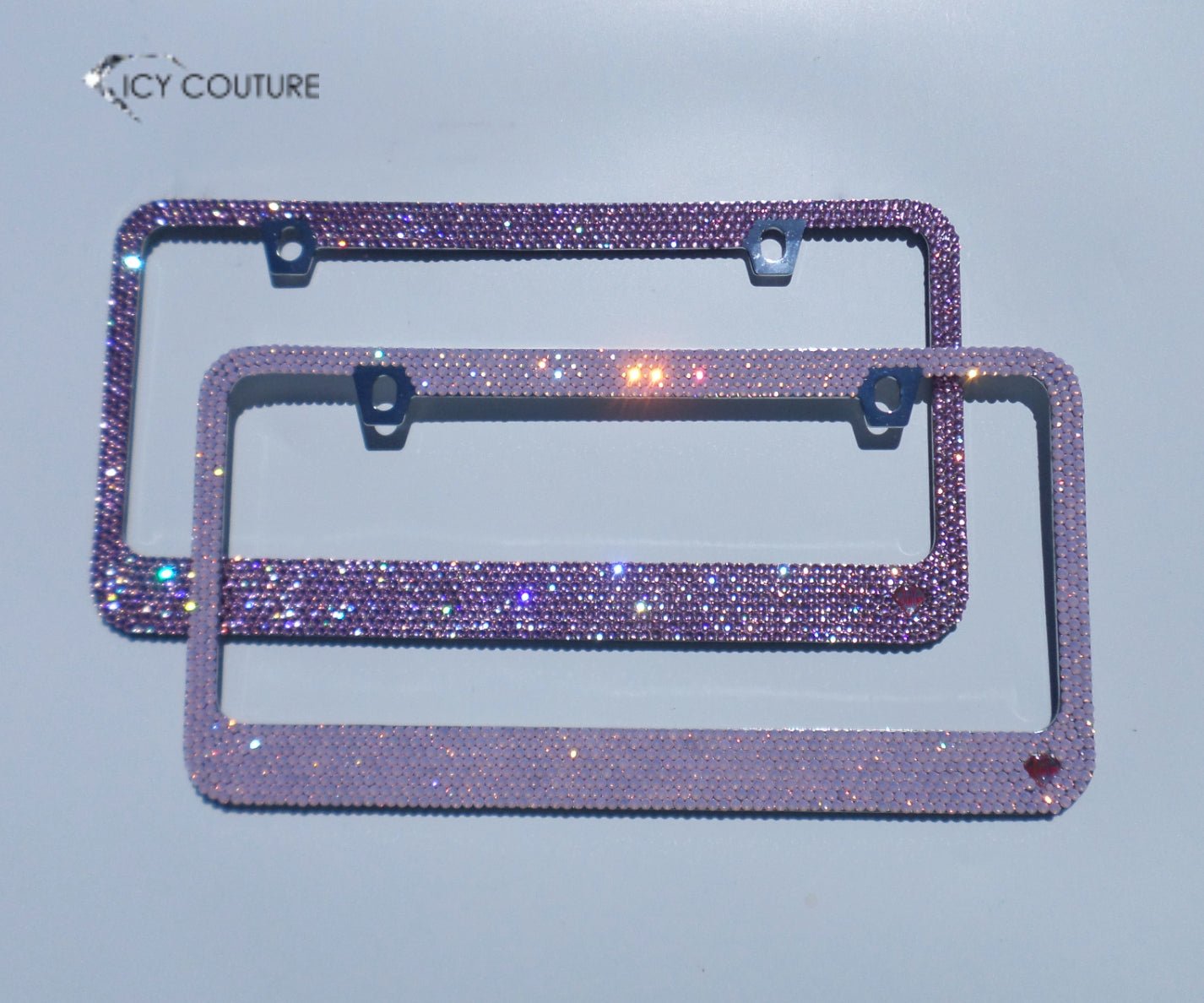 Premade Bedazzled Bling License Plate Frame | Pink Opal, Light Rose - ICY Couture