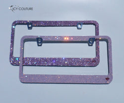 Premade Bedazzled Bling License Plate Frame | Pink Opal, Light Rose - ICY Couture