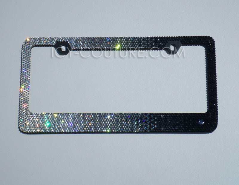 Premade "Black Diamond Horizontal Ombre" Bling License Plate Frame - ICY Couture