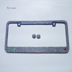 Premade Iridescent Rhinestones Bling License Plate Frame - ICY Couture