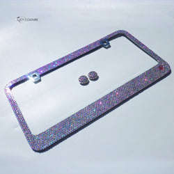 Premade Iridescent Rhinestones Bling License Plate Frame - ICY Couture