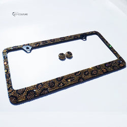 Premade Leopard Print Rhinestone Bling License Plate Frame - ICY Couture