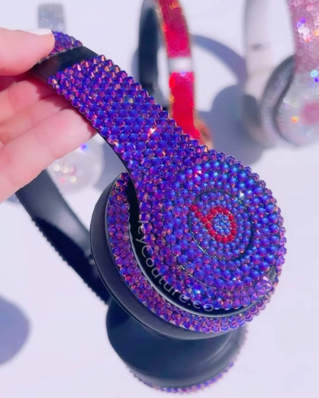 Premade Metallic Purple Bling Beats Solo 3 Wireless Headphones | Premium Glass Rhinestones - ICY Couture