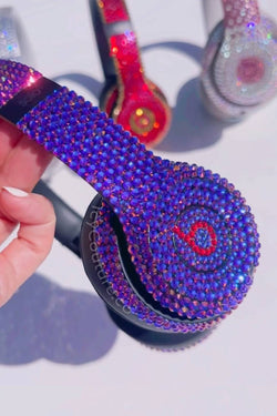 Premade Metallic Purple Bling Beats Solo 3 Wireless Headphones | Premium Glass Rhinestones - ICY Couture