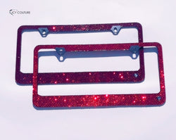 Premade "Red on Black" Rhinestone Bling License Plate Frame - ICY Couture