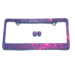 Premade Sparkling Siam AB Rhinestone Bling Crystal License Plate Frame - ICY Couture