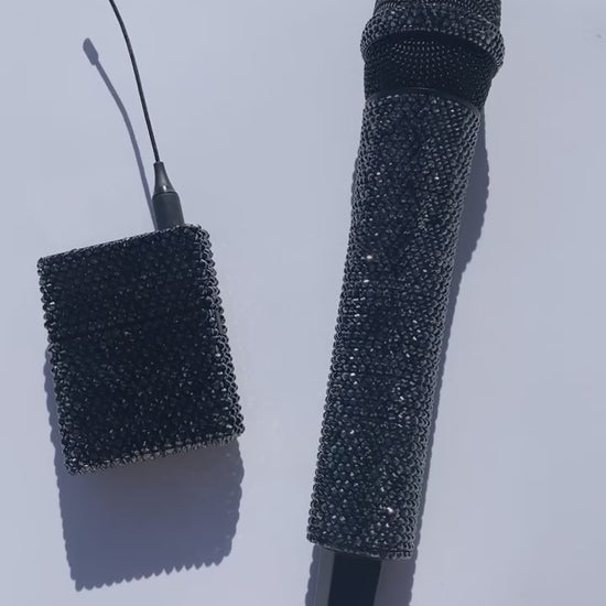 Watch video of ICY Couture Jet Hematite Crystal Microphone with matching bling receiver 