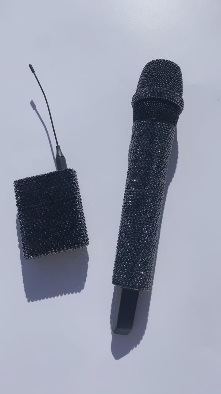 Watch video of ICY Couture Jet Hematite Crystal Microphone with matching bling receiver 