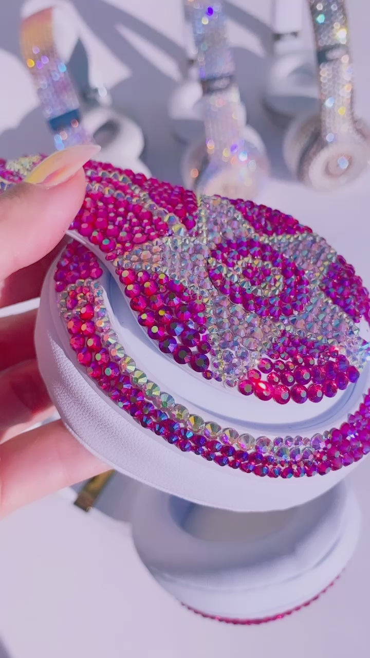 watch captivating video of gorgeous pink stars Custom Bedazzled Bling Beats Headphones Crystallized with Swarovski crystals or premium glass rhinestones by ICY Couture.