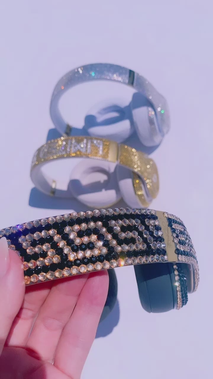 Video of Mykonos details Custom Bedazzled Bling Beats Headphones Crystallized with Swarovski crystals or premium glass rhinestones by ICY Couture.
