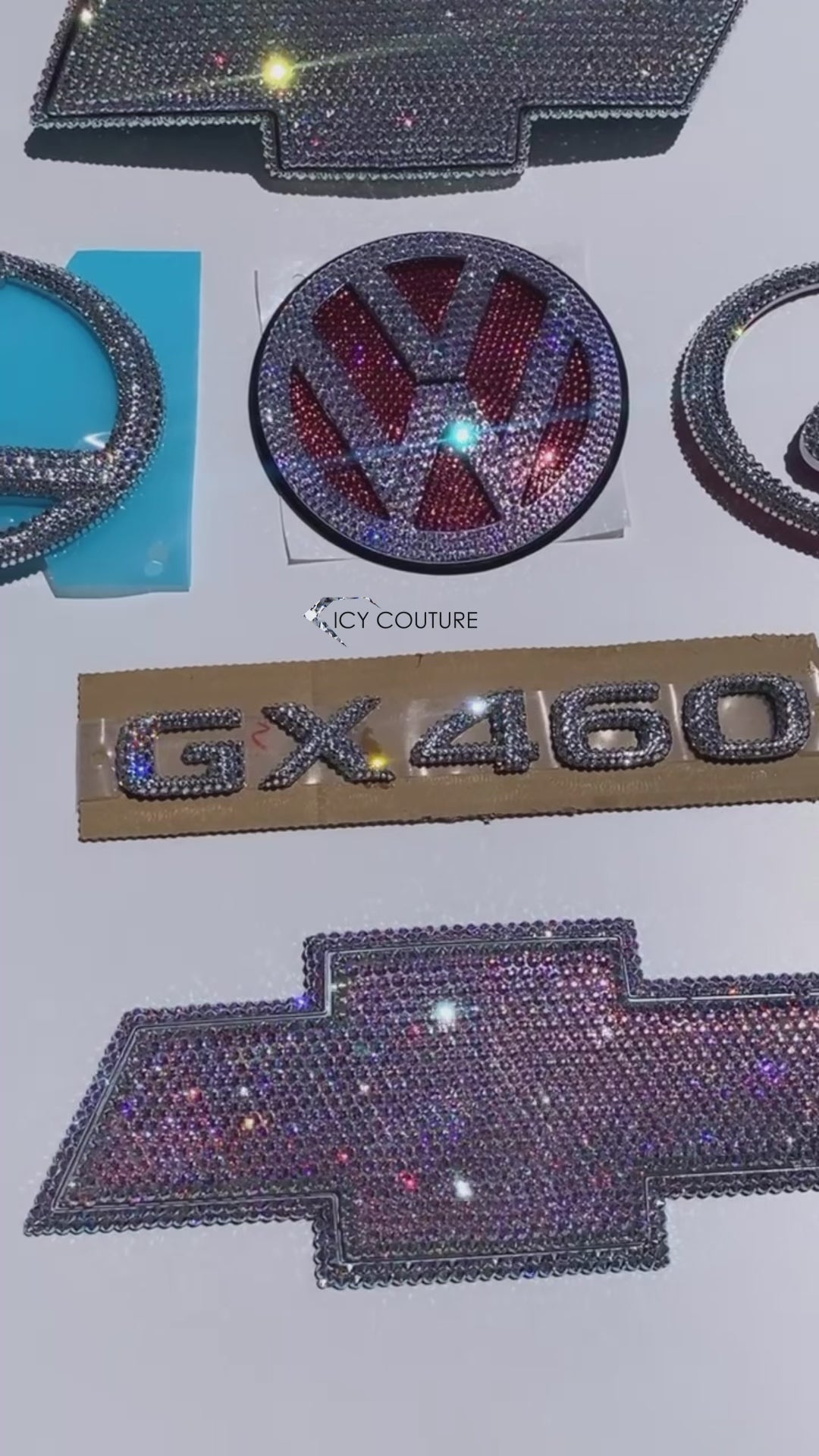 Chevy Bowtie, Lexus GX460 emblems front and back VW Volkswagen badge Customized with Swarovski Crystals