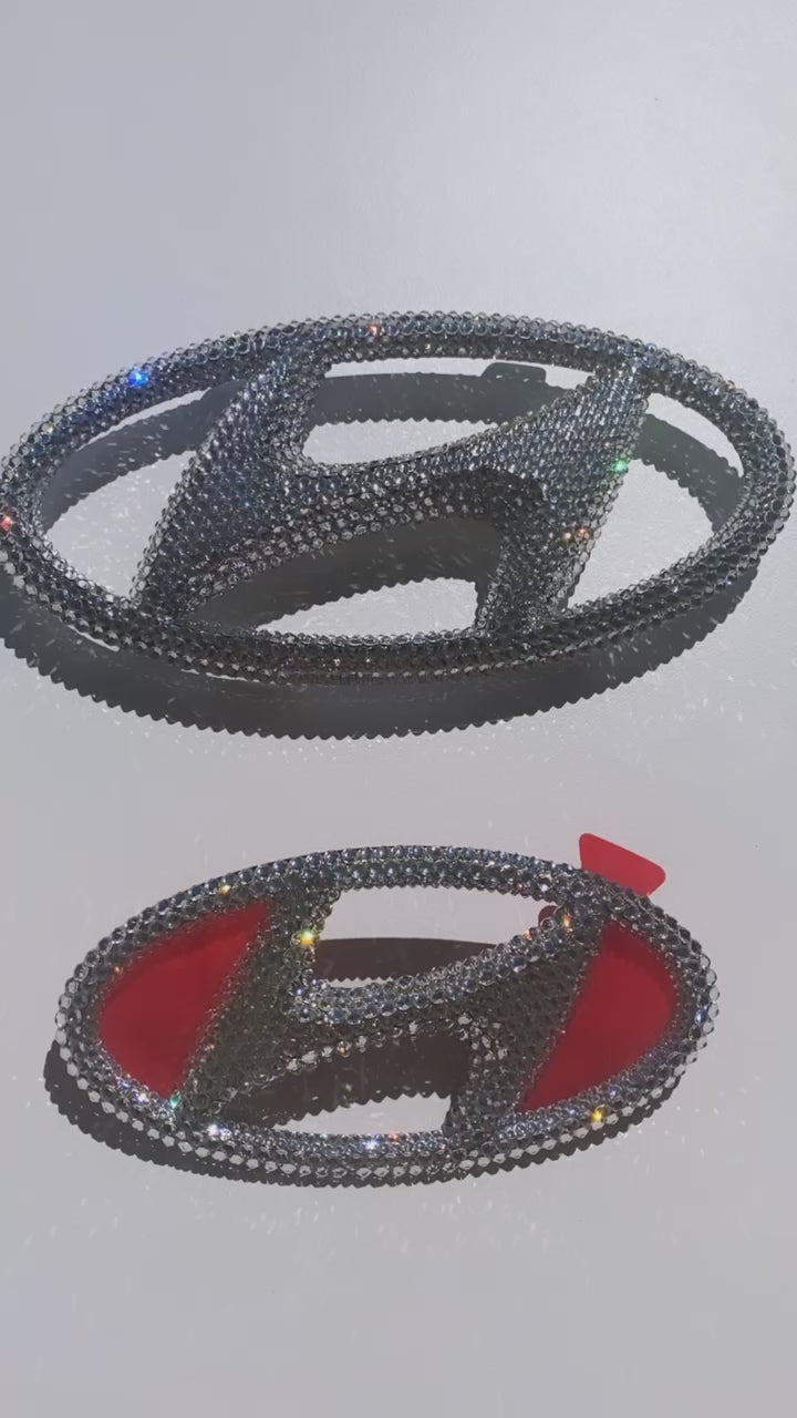 Hyundai emblems front and back crystallized with Swarovski Crystals Diamond Clear
