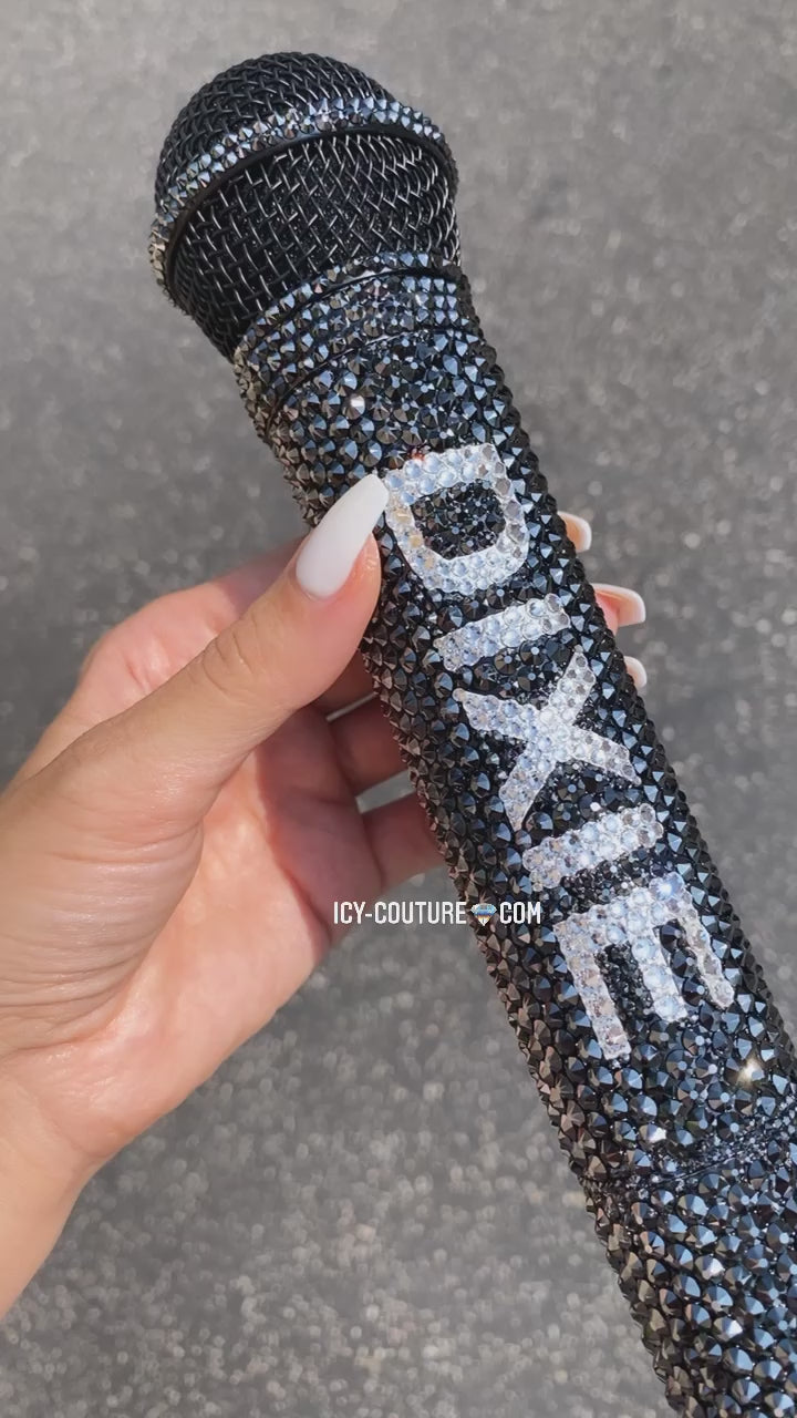 Black Bling Microphone Bedazzled with Swarovski Crystals by ICY Couture.
