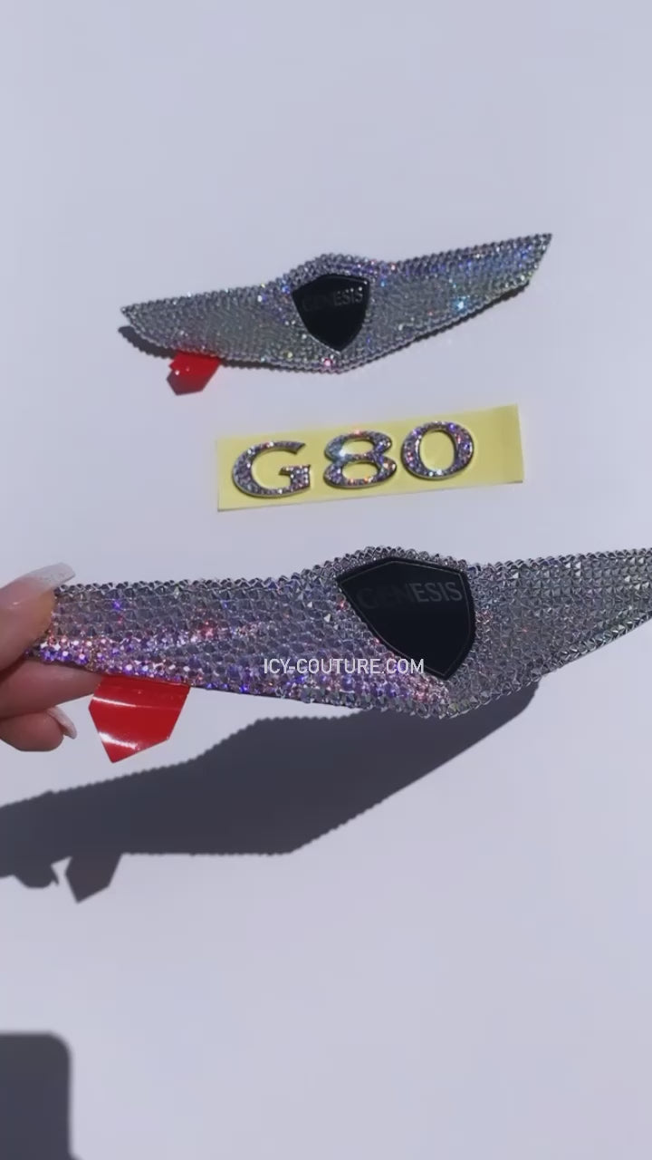 Video of Genesis G80 Emblems Front & Back Customized with Crystal AB Swarovski 