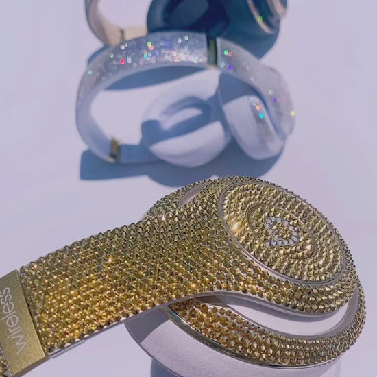 Limited Edition 24K Gold Beats Studio Wireless Headphones Crystallized in Austrian Crystals by ICY Couture. 