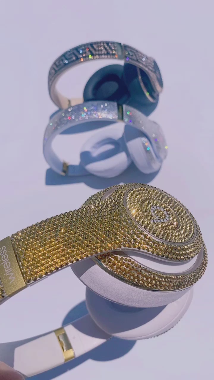 Limited Edition 24K Gold Beats Studio Wireless Headphones Crystallized in Austrian Crystals by ICY Couture. 