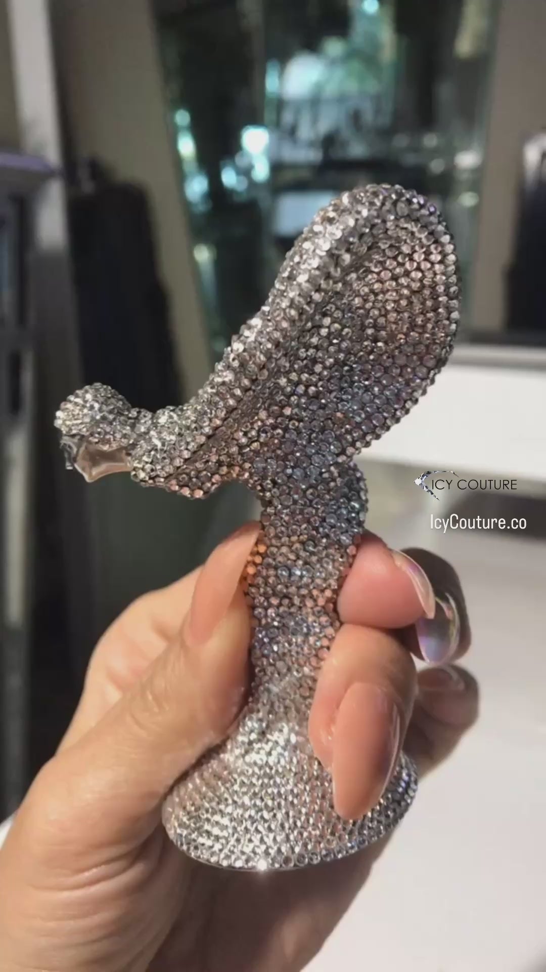 Custom Rolls-Royce Spirit of Ecstasy Emblem With Swarovski Crystals | ICY Couture 