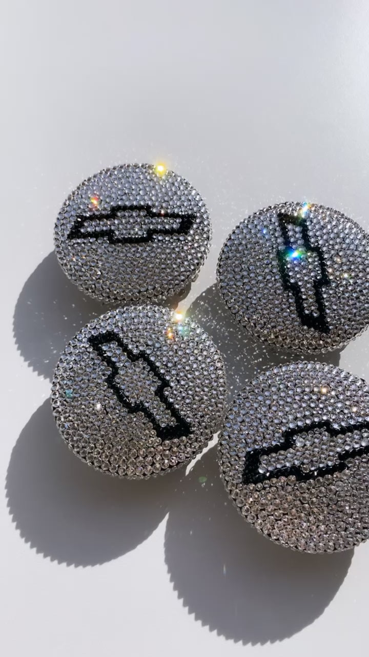 Crystal Clear Chevy Rim Caps Crystallized with Swarovski Crystals by ICY Couture.