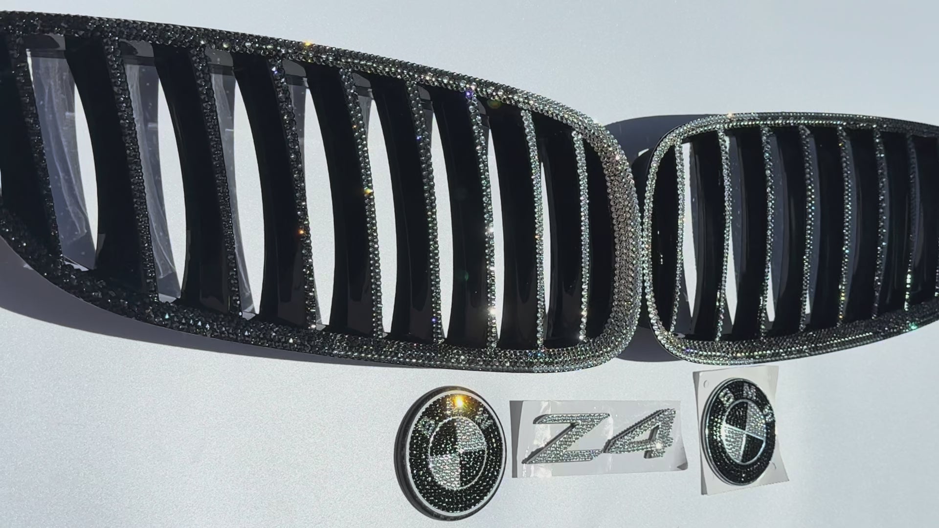 Fully Crystallized BMW Grille Black Diamond Horizontal Ombre Swarovski crystals for new car owners luxury customization by ICY Couture